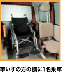 車いすの方の横に1名乗車